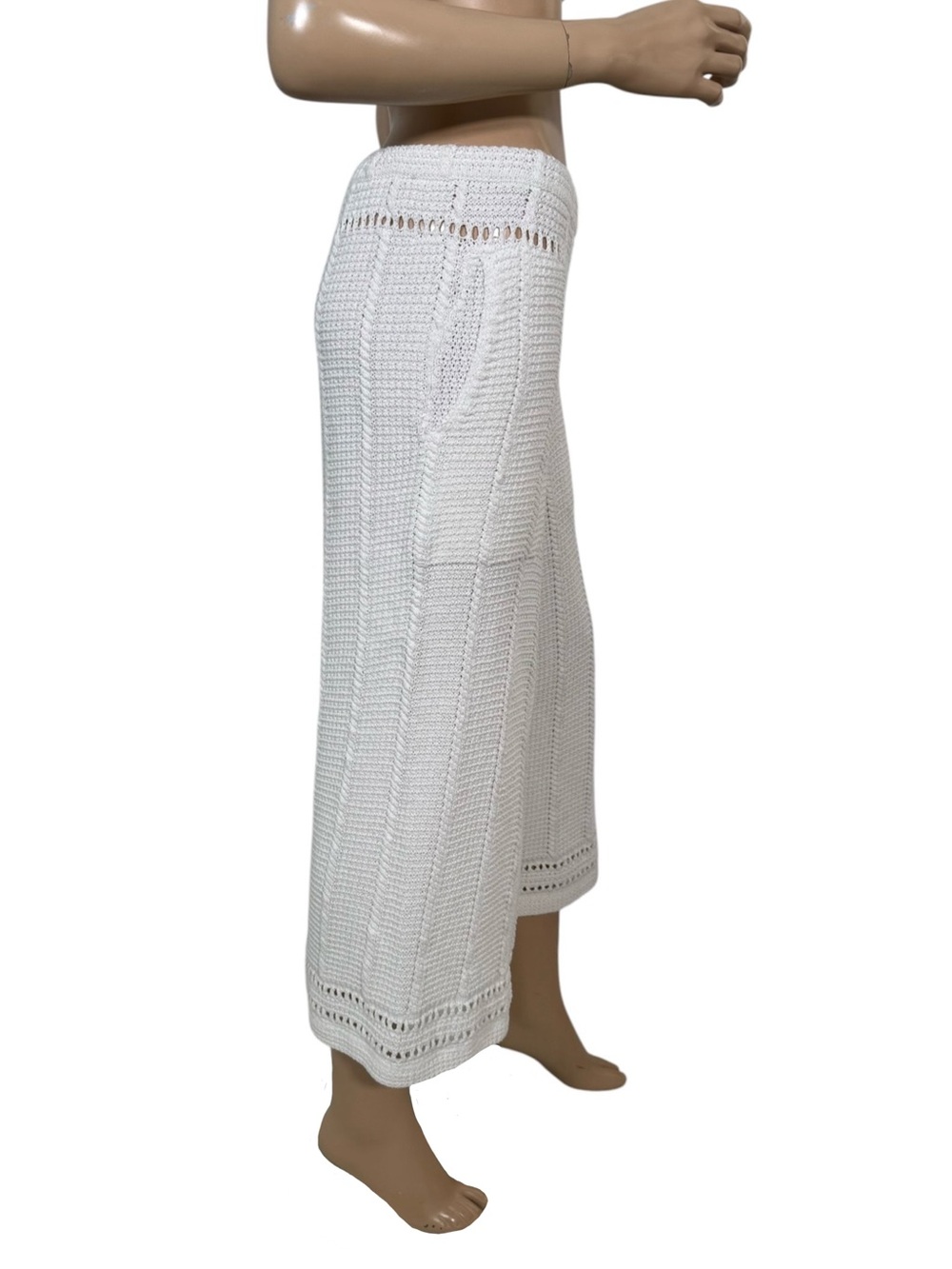 Free People FP Beach Stanza Fauxchet Crochet Wide Leg Pants White Mediun - Picture 8 of 13